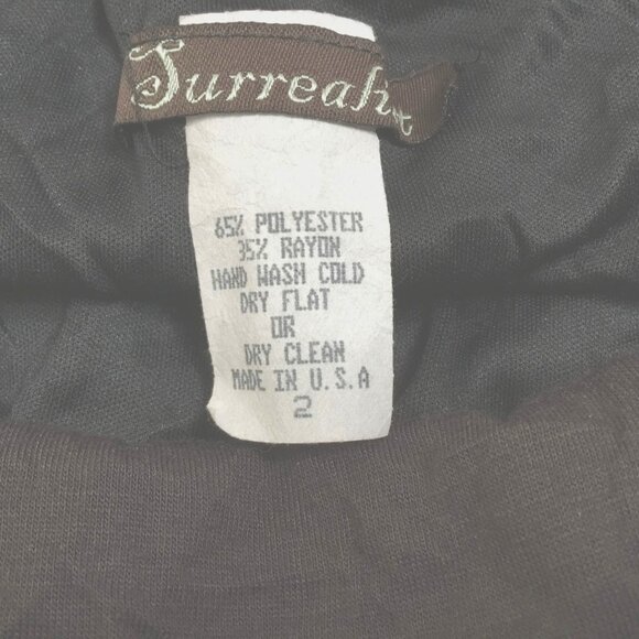 SURREALIST VTG Brown Ruched Maxi Skirt 2 Western Boho Prairie Peasant Statement - Picture 5 of 5
